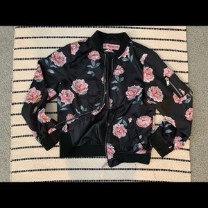 Floral Print Black Windbreaker
